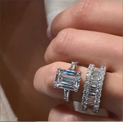 China Gift Punk Daily Wedding In White Gold Zircon Fork Setting Ring Diamond Hip Hop Brass Jewelry for sale