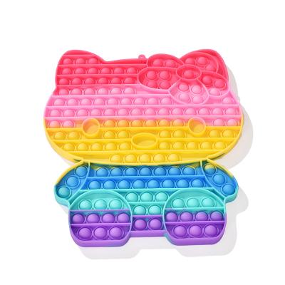 China New Large KT Key Chain Macaron Rainbow Silicone Color Pioneer Cat 28*32CM Educational Toy for sale