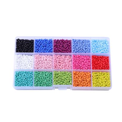 China DIY Jewelry Accessory 3mm Glass Rice Beads DIY Box Decorations Beaded Material Cross Stitch Beads 15 Grids Boxed Combination for sale