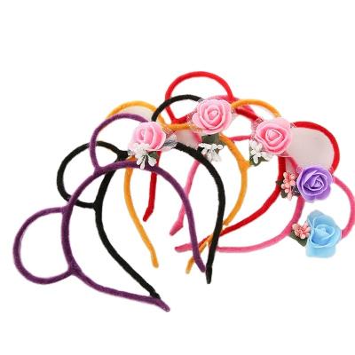 China Fashion FQ-022 plush cat ears hair band flower Korean simple bear ears main buckle accessories for sale