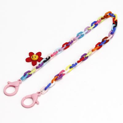 China Cute DIY Jewelry Accessory Kids Color Acrylic Glass Mask Rope Neck Chain Mask Chain Clothing Accessories for sale