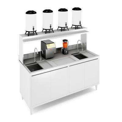 China New design automatic bubble tea counter working table / commercial perfect customize drink station bubble tea counter and milk tea equipment for sale