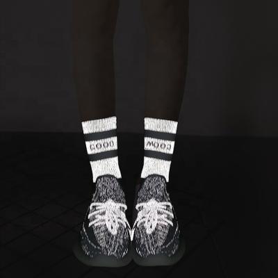 China Custom Gold Logo Socks Glitter Yarn Sparkle Socks High Quality Custom Designer Shiny Breathable Cotton Ankle Socks for sale