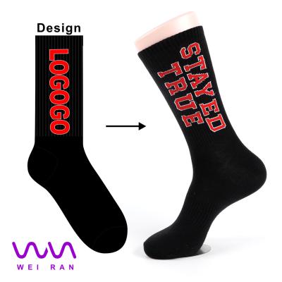 China Breathable Custom Sport Skate Tube Socks With Letter Mens Casual Cotton Ribbed Knit Socks Embroidery Custom for sale