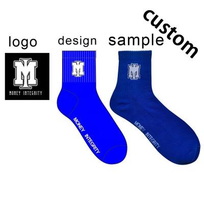 China Fashion Style Breathable Sports Custom Ankle Toweling Blue Thick Terry Socks for sale