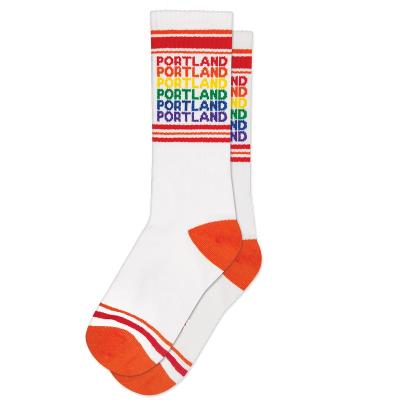 China New Novelty Street Rainbow Slogan Slogan Socks Breathable Funny Words Letters Slogan Initial Socks Quotes Women Men Lady Ladies Sock for sale