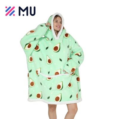 China Anti-Static Custom Avocado Designs Oversized Sweatshirt Winter Wearable Blanket Hoodie Cover for sale