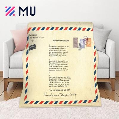 China 100% Custom Anti-Static Backdrop Polyester Flannel Fleece Travel Blanket Throw Letter Envelope Covers To My Daughter Son Father Mother for sale