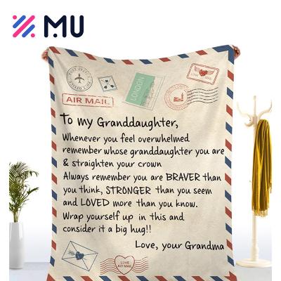 China Customized Anti-Static Text Flannel Envelope Blanket Message Writing Letter Blanket Treatment Blanket For Thanksgiving Day for sale