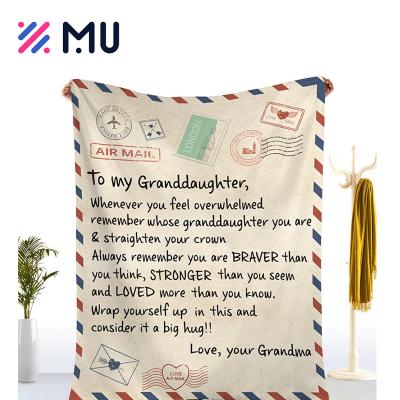 China Digital Print Love Letter Custom Soft Flannel Envelope Luxury Blanket Blanket Best Gift To My Daughter Son Mom for sale