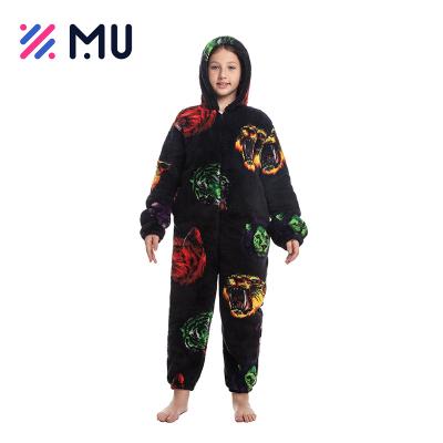 China Custom Printing Soft Touch Kids Pajamas Warm Hoodies Long Sleeve Children Sleepwear for sale