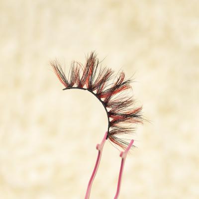 China Colorful Color 25Mm 5D Mink Eyelashes Full Strip Lashes Lash Strips Eyelashes Package Box With The Mirror for sale