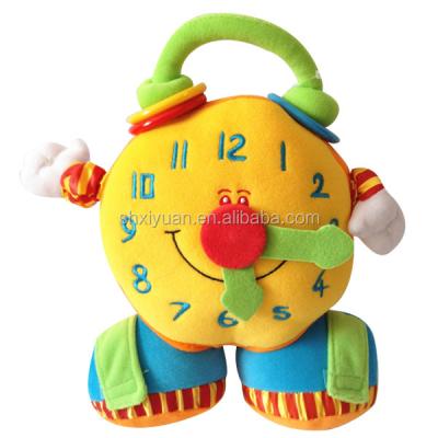 China Soft Music Funny Clock Stuffed Toy OEM Cute Cuddly Baby Intelligence Toy for sale