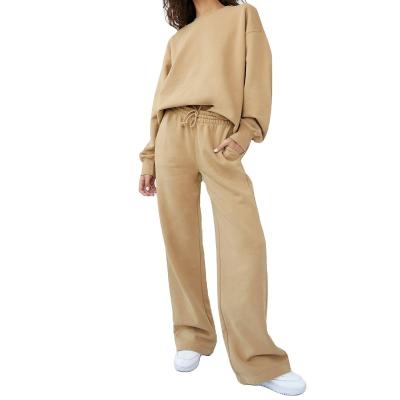 China Custom Made Daily Casual French Terry Wide Leg Sweatpants Pants Loose Oversize Straight Sweatpants Ladies QUICK DRY For Women for sale