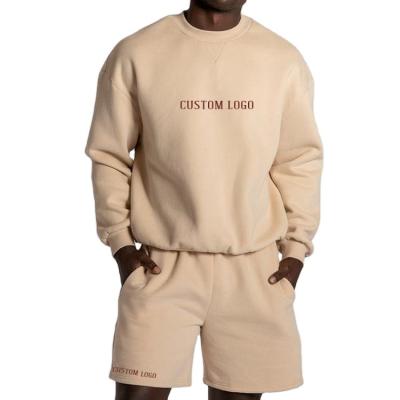 China Breathable Custom Jogging Two Piece Suit Jumper Shorts Set Mens Clothing Fleece Mens Sweatsuit Sets Athletic Sweat Gym Sweat Shorts Set for sale