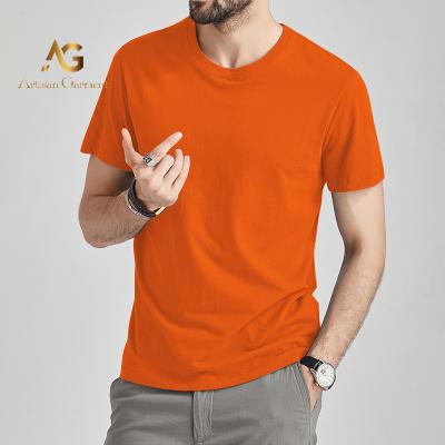 China 2020 Anti-Wrinkle T-shirt Summer Men's and Women's Summer Plain Casual Orange 100% Short T-Shirt for Women for sale