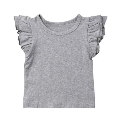 China Hot Sale Girl Ruffle Shoulder Blouse Skin Fit Toddler Baby T-shirt Cotton Craftsman QUICK DRY for sale