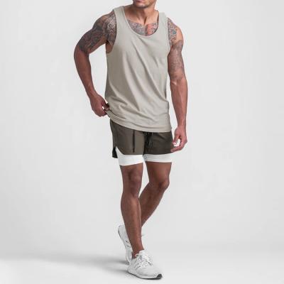 China QUICK DRY Custom Logo Print OEM Tank Top Men Sleeveless Knitted Sporty Casual White Printed Gym Ribbed Tank Top for sale