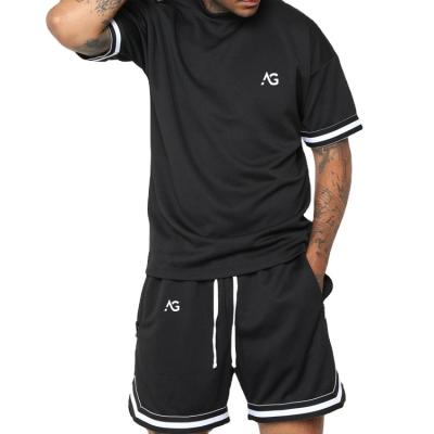 China Summer QUICK DRY Custom Polyester Breathable Shorts Mens Black Soccer Shorts Tracksuit Sets With Custom Logo for sale