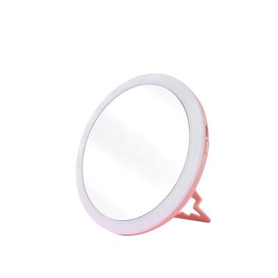 China Natural Light/High Definition Mirror/Adjustable Angle Adjustable Angle Desk USB Charged Round Single Side Led Makeup Cosmetic Mirror for sale