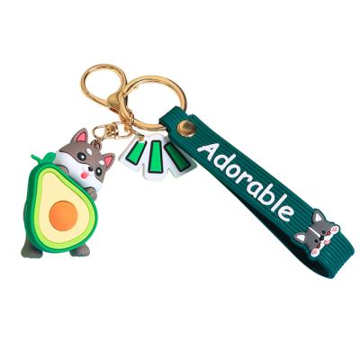 China Fashion Wholesale PVC Ins Cartoon 3D Fruit Animal Pendant Custom Key Chain for sale