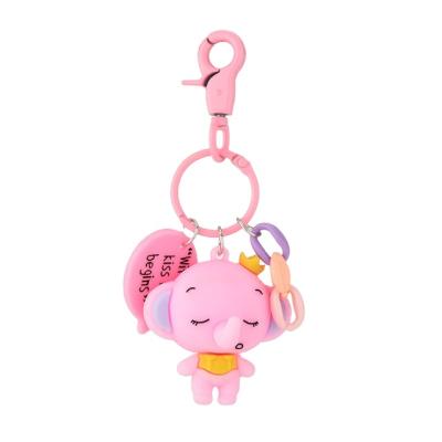 China Wholesale Cheap Fashion Acrylic 3D Cartoon Elephant PVC Pendant Custom Key Chain for sale