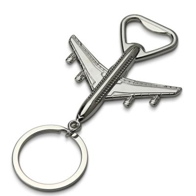 China Zinc Alloy Fashion Fashion The Shape Flat Key Ring Aircraft Bottle Opener Keychain for sale