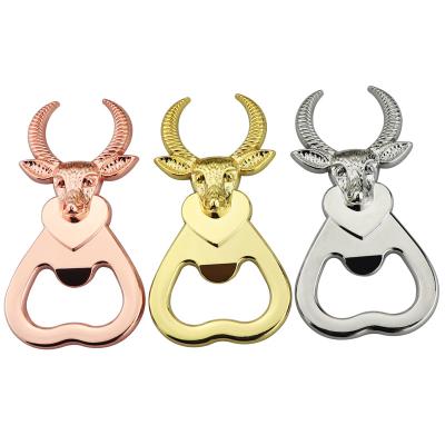 China New Creative Cow Main Custom Zinc Alloy Bottle Opener Promotional Gifts Refrigerator Paste Logo Magnet Beer Bottle Opener for sale