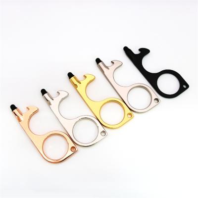 China Fashion Creative Mini Tools Bottle Opener Key Ring Door Opener No Touch Key Chain for sale