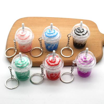 China Imitation Car Bag Jewelry Mini Mcflurry Sundae Cup Lovers Key Chain Ice Cream Fashion 6 Colors Dangle Key Chain for sale