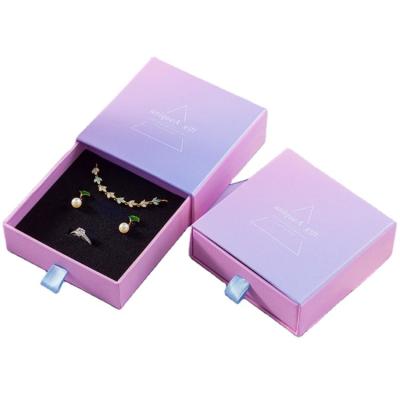 China High End Luxury Custom Jewelry Custom Cardboard Sliding Gift Necklace Boxes Small Pink Drawer Jewelry Packaging Paper Slide Box With Foam Insert for sale