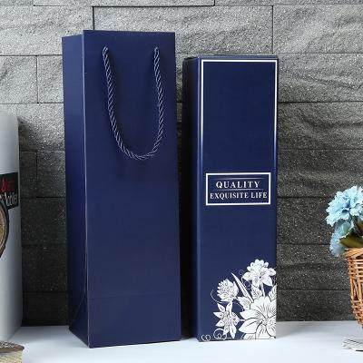 China Luxury Recycled Materials Shenzhen Factory Custom Printed Blue Wine Gift Cardboard Kraft Paper Box for sale