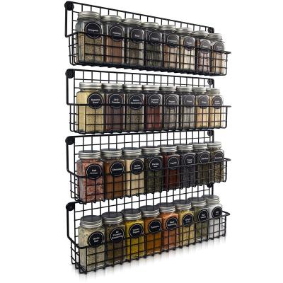 China 1-4 Tier Spice Racks Iron Black Wire Spice Shelf Storage Viable Hanging Racks For Kitchen Organizer, Housewares, Bathroom for sale