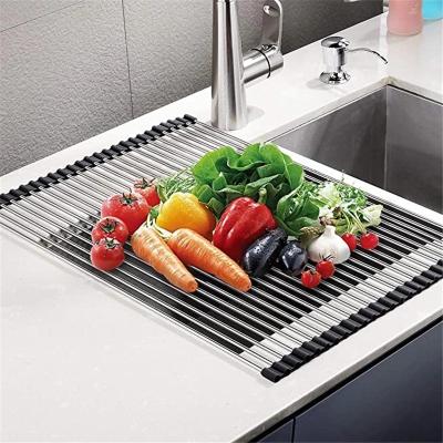 China Sustainable Foldable Dish Drying Rack Dish Rack Drain Tray Folding Sink Organizer Storage Home Kitchen Accessories Bathroom Supplies for sale