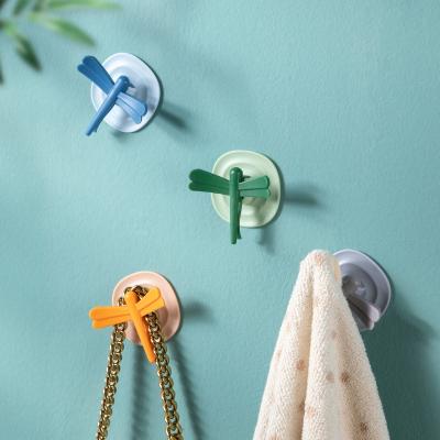 China 4Pcs Kitchen Wall Self Adhesive Dragonfly Hook Strong No Drill Bathroom Door Kitchen Towel Hanger Hangs Storage Home Accessories for sale