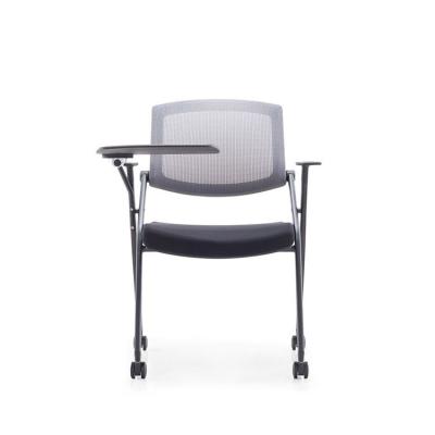 China Foldable Office Chair Swivel Mesh Training Room Chairs With Notebook for sale