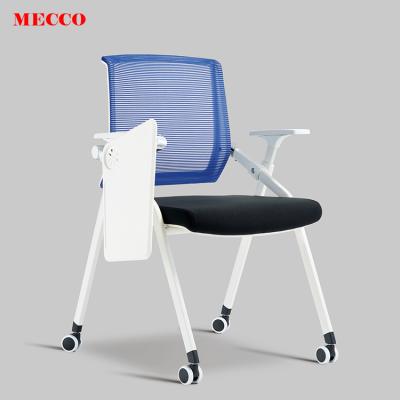 China Collapsible Folding Training With Notebook Staff Conference Chair Mesh Office Chair Executive Meeting Chair Office School for sale