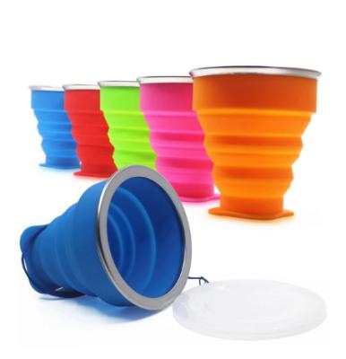 China Hot Selling Colorful Silicone Viable Small Mini Cup Foldable Portable Bottle With Dustproof Cover For Outdoor Camping Travel for sale