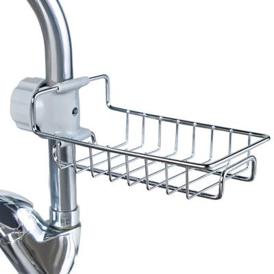 China Wholesale Viable Kitchen Bathroom Toilet Accessories Stainless Steel Sink Drain Rack Sponge Storage Faucet Holder for sale