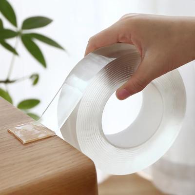 China Best Quality 1M/2M/3M/5M Transparent Double Sided Tape NoTrace Nano Waterproof Adhesive Tape Reusable Waterproof for sale