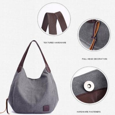 China 2021 New Style Multifunctional Canvas Shoulder Bag Women Casual Totes Bags Large Capacity Handbag Ladies Wild Bags for sale