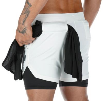 China 2021 new style QUICK DRY 2 men in 1 running shorts quick dry with double decker for gym sports gaiters for sale