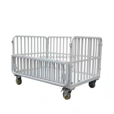 China Custom Cloth Transport Garment Factory Logistics Turnover Trolley 1200mm*800mm*900mm Ajar for sale