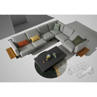 China Durable Alu Backyard Furniture. Wooden Adjustable Seat Sofa With Cushion , Corner Sofa And Pop Up Table Set for sale