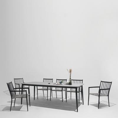 China Modern Garden Furniture Alu.Frame Patio Rattan Chair And Dining Table Set for sale