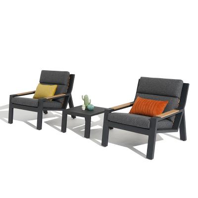 China New Design Modern Style Aluminum Rattan Furniture 3pcs Low Chair Set Outdoor Cowhide for sale