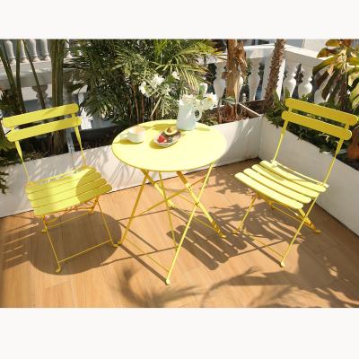 China Foldable Lightweight 3 Piece Outdoor Folding Coffee Table Chairs Bistro Sets for sale