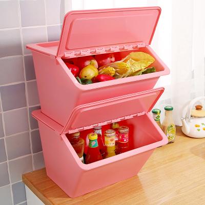 China Sustainable Hot Sale Colorful Side Open Stackable Plastic Storage Box With Lid for sale