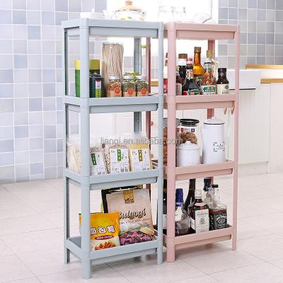 China Beautiful Viable Best Price Strong Durable Plastic Bathroom Kitchen Storage Shelf 4 Layer Rack for sale