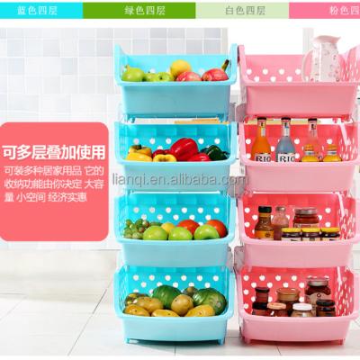 China Best Viable Price Pentagon Strong Durable Plastic Bathroom Kitchen Storage Shelf Beautiful 4 Layer Rack for sale